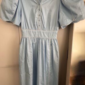 &merci Light Blue Maxi Dress with White Piping